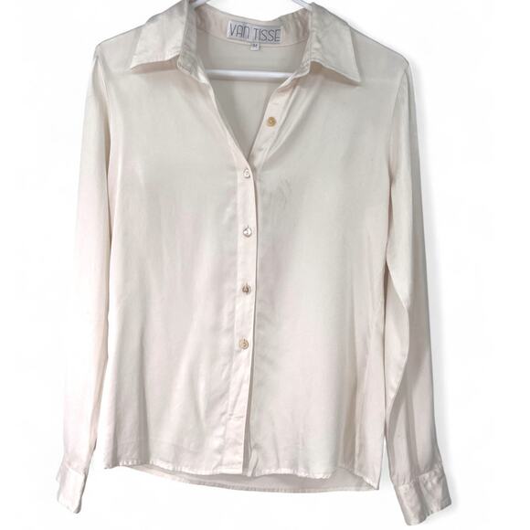 Van Tisse Andre M Women's 100% Silk Button Up Down Top Blouse Shirt Long Sleeve - Picture 2 of 4